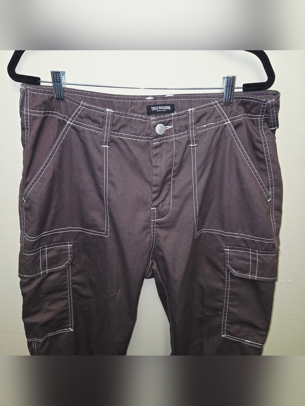 159$ True Religion Brown Chocolate Bobby Baggy Cargo Pants Men’s Size 34